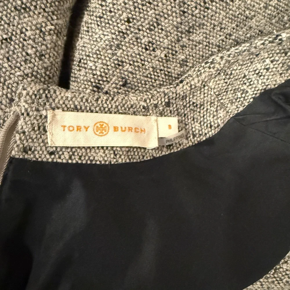 Tory Burch EUC Priscilla Tweed Sheath Dress Gray Size 8 Italian Fabric